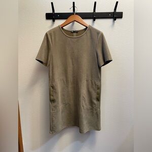 Zara Faux Suede Olive Green Mini Dress